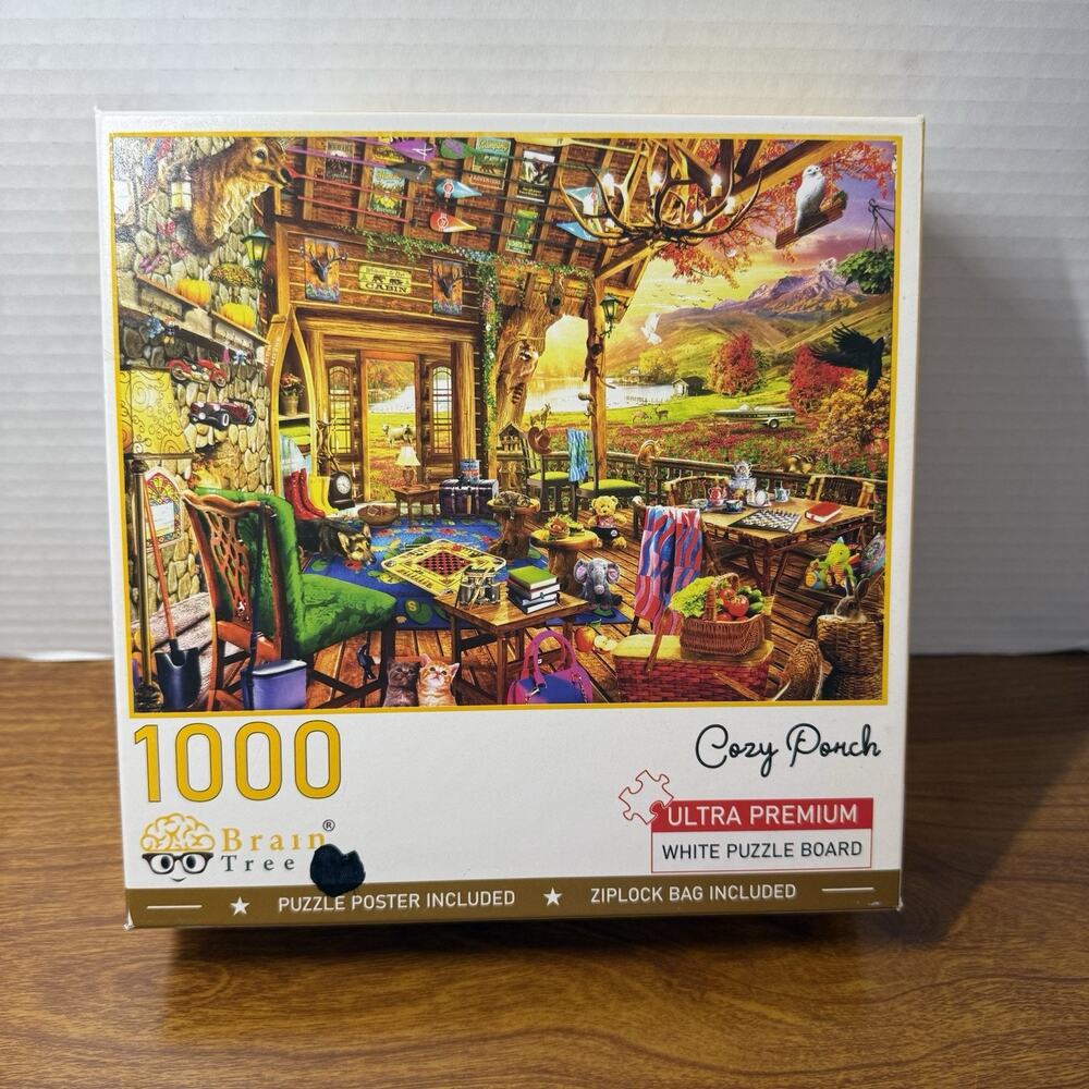 Brain Tree Puzzle COZY PORCH with Poster, 1000 Pieces, COMPLETE